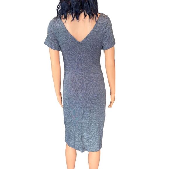 Betsy & Adam Ruched Glitter Knit Sheath Knee Length Dress Size 6 NEW - Picture 6 of 7